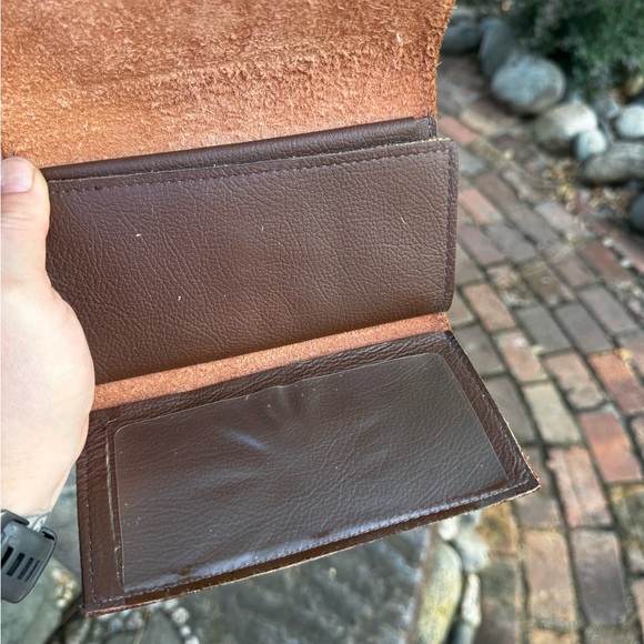 Lucky Thirteen Biker Style Leather Wallet Brown with Checkbook Insert - Picture 5 of 5